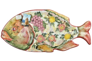 Art Ceramic Hand Painted Decorative Fish Wall Plaque by A. Meidani Greece New - Picture 1 of 5