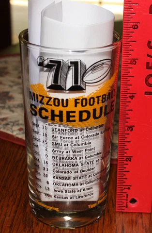 Vintage Missouri Football Schedule Glass 1971 Cover