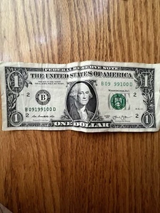 Dollar Bill Missing Front Serial Number Fancy Number - Picture 1 of 4