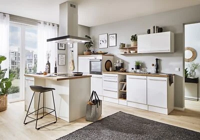 Küche Inselküche Küchenzeile Induktion Weiß Gabriel 320 cm Respekta - Bild 1 von 4