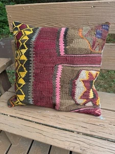 20x20" Kilim Rug Pillow Cover-Decorative Pillow-Vintage Kilim Rug Throw Pillow - Picture 1 of 14
