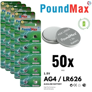 PoundMax AG4 LR626 Batteries 1.5v Alkaline Button Cell Battery - 50 Count - Picture 1 of 9