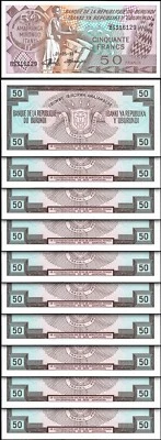Burundi 50 Francs 1993, UNC, 10 Pcs LOT, Consecutive, P-28c - Image 1 of 4