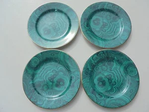 4 Neiman Marcus Japan Green Malachite Salad Plates 8 1/4" Excellent - Picture 1 of 11