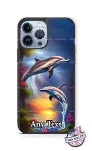 Delfine süßer Strand Sonnenuntergang Kunst Design personalisierte Handyhülle für iPhone Samsung - Bild 1 von 11