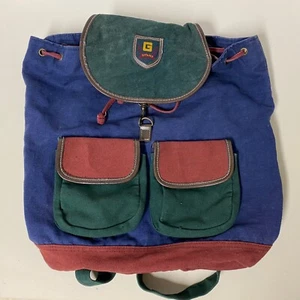 Mochila Gitano vintage con cordón años 90 Cavas en bloques de colores dos correas ajustables - Imagen 1 de 9