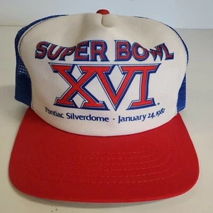 Vintage Super Bowl XVI Pontiac Silverdome New Era Snapback Trucker Hat *READ* - Picture 1 of 9