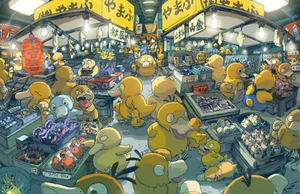 Psyduck Market | Pokemon TCG Playmat | Card & Office Mat - Picture 1 of 5