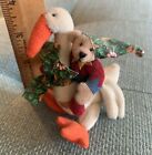 Deb Canham Artist Designs Christmas Bear Elf Riding goose Jointed EUC Cute!