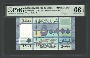 Lebanon 50000 Lira 2011 P94as "Specimen" Uncirculated Grade 68 Top Pop - Picture 1 of 2