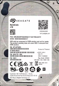 ST4000LM024 F/W: 0001 P/N: 2AN17V-566 TK WTL ENERO 2024 Tailandia Seagate 4 TB - Imagen 1 de 2