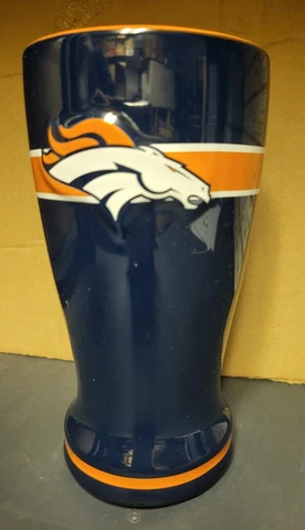 Denver Broncos Football Beer Glass NFL Pilsner Ceramic Tumbler  16 Ounce Cover