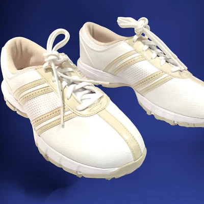 New Nike Womens Ladies Golf US 8 Euro 39 White  Beige Leather Patent Cleats — 第 1/4 张图片