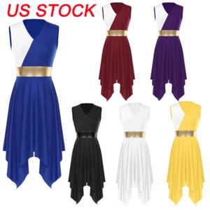 US Womens Liturgical Praise Dance Dress Worship Dance Color Block Dancewear - Picture 1 of 81