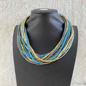 Vintage Aradhya Gold & Turquoise Twisted Bead Statement Western Necklace