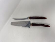 Cutlery Cake Knife Cheese Knife with Bakelite Faux Antler Handles Stainless USA