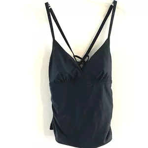 Kona Sol Tankini Swim Top Womens Small Black Strappy - Picture 1 of 9