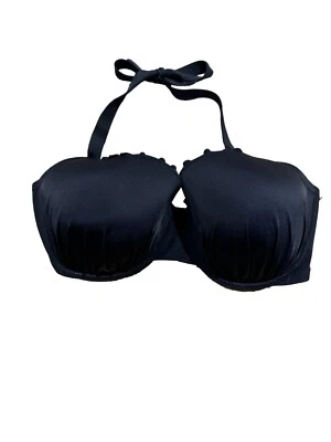 Top de bikini para mujer ligeramente forrado con volantes - negro de sombra y orilla 40DDD Foto 1 de 2
