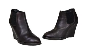BRUNELLO CUCINELLI Dark Brown Leather Wedge Chelsea Ankle Boots 37 / 7 US $1650 - Picture 1 of 12