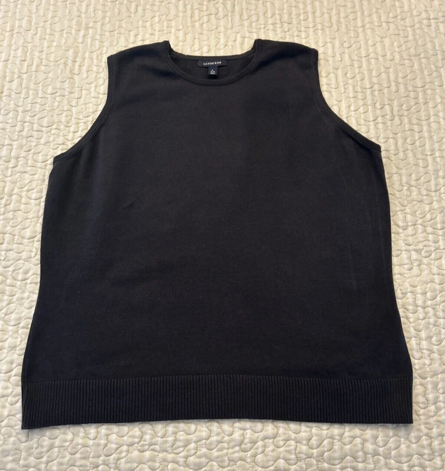 Lands End Sweater Vest  Kids Large 14-16 Black Sleeveless Knit School Uniform - Image 1 of 4