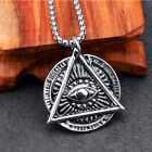 Mens Illuminati Masonic Egyptian All Seeing Eye Pendant Necklace Stainless Steel