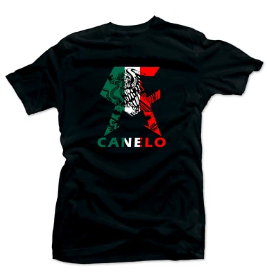 CANELO Men's T-shirt.Mexico,Alvarez Boxing Championship FLAG Unisex Black Shirt