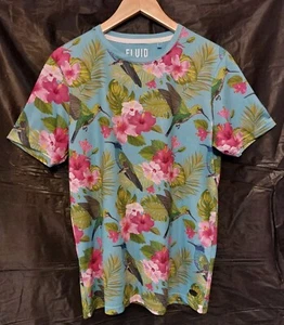 Humming Bird Floral Print T Shirt Fluid Size M - Picture 1 of 4