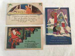 3 postales antiguas ART DECO NAVIDAD, INVIERNO, NATIVIDAD, HOMBRE JUGANDO AL CUERNO - Imagen 1 de 2
