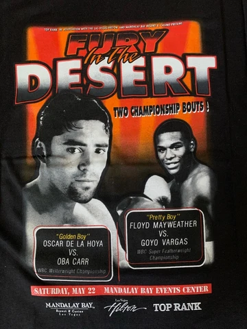 Vintage FLOYD MAYWEATHER OSCAR DE LA HOYA FURY IN THE DESERT ORIGINAL CHAMP TEE Cover