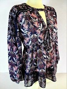 SKYLAR & JADE Damen Small L/S lila pink blau SCHNÜRUNG VORNE Blumenmuster Top (P)pm - Bild 1 von 12