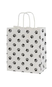 SSWBasics Medium - Paw Print Paper Shopping Bags - Case of 100 - Picture 1 of 1