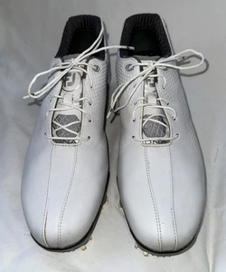 FootJoy 9 Narrow "FJ" DNA Men's White Leather Spikes Golf Shoes-White 53401 - Picture 1 of 6
