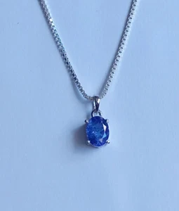 Natural Tanzanite Oval Gemstone Pendant 925 Sterling Silver Handmade Jewelry - Picture 1 of 10
