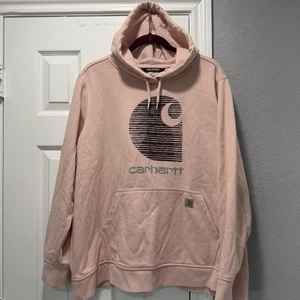Carhartt Hoodie Women's 3XL Pink Rain Defender Midweight Pullover C Logo Graphic - Picture 1 of 10