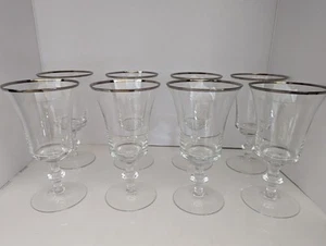 Gorham Crystal First Lady Water Wine Goblet Glass Set of 8 Clear / Platinum Trim - Picture 1 of 4