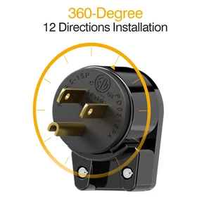 15A 125V Household DIY AC Power Plug 3 Prong 90 Degree Right Angle Nema 5-15P 12 - Picture 1 of 7