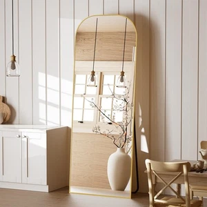 Full Length Mirror, 56"x21" Mirror Full Length with Stand, Gold Domed Top Squ... - Picture 1 of 7
