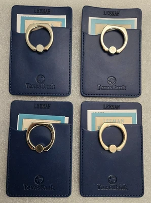 4-Holders Card Holder Leather Navy With Metal Silver Ring Phone Stand By LEEMAN - Image 1 of 3
