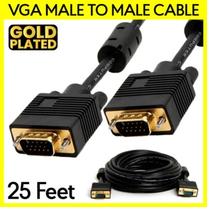 25 Feet VGA Cable SVGA Monitor Cord Super VGA Male to Male Computer Video Cable - Picture 1 of 3
