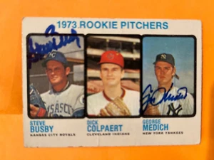 STEVE BUSBY - GEORGE MEDICH 1973 Topps #608 RC Dual Signed Autographed AUTO - Picture 1 of 2
