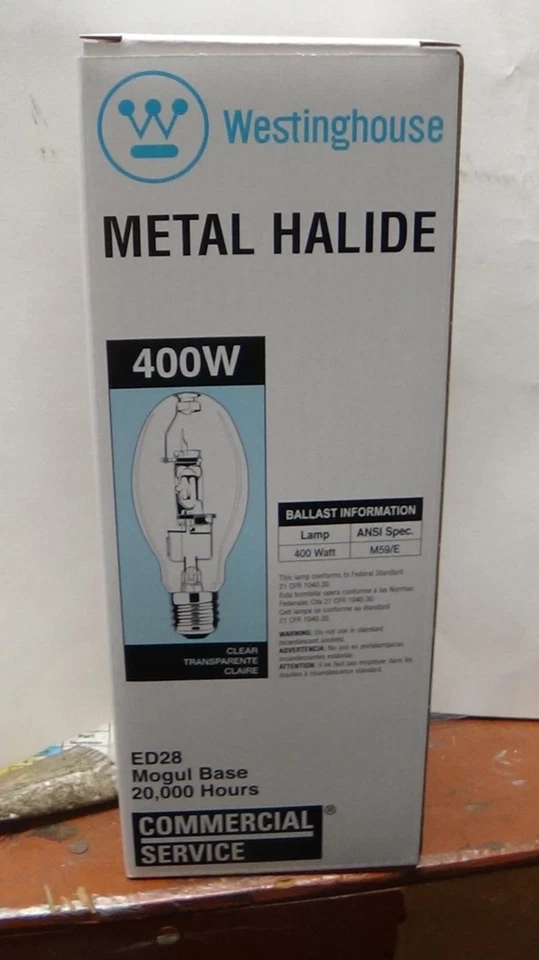 Westinghouse Metal Halide HID Bulb Grow Lamp 400W ED28 Mogul Base #37014 Clear