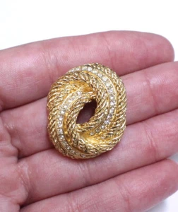 Vintage Christian Dior Goldfarben Strass Clip Einzel Ohrring - Bild 1 von 4