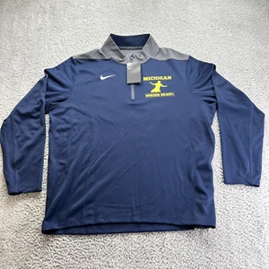 Nike Fit Dry athletic 1/4 zip top, RN56323 mock neck Blue Michigan XL Logo - Picture 1 of 10