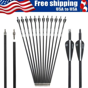 12Pack Carbon Arrows 32" Spine500 with Removable Tips for Compound & Recurve Bow - Picture 1 of 13
