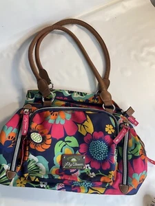 Lily Bloom Tropical Flower Handbag Purse 13 x 8 x 6  - 6 Zipper Bag - Picture 1 of 7
