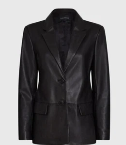 Club Monaco Single-Breasted Leather Blazer – Black – Size 00 – NWT - Picture 1 of 9