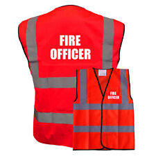Red Hi Vis Safety Vest / Waistcoat Pre Printed Fire Officer