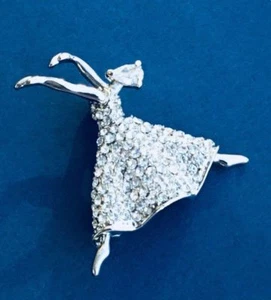 Preciosa bailarina de ballet en broche de cristal transparente - Imagen 1 de 1