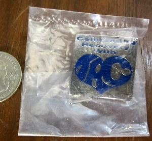 Celebrating Recovery With TRC Lapel Pin Button Silver Clad Blue NEW Unmarked - Picture 1 of 3