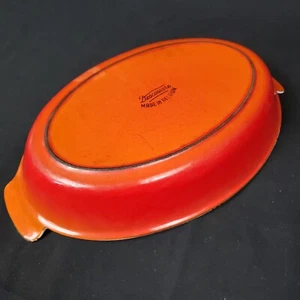 Vintage Descoware Orange Flame Emaille Gusseisen Au Gratin Fischbäcker FE26 Oval - Bild 1 von 10